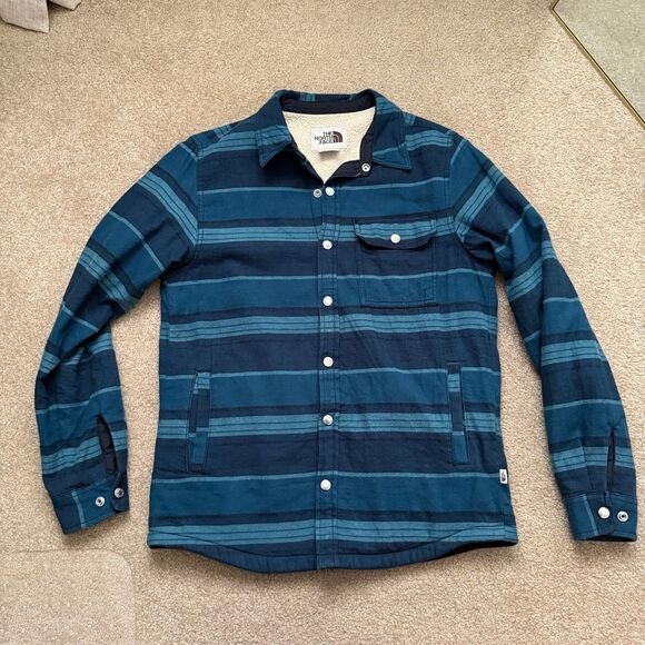 The North Face Men’s Campshire Shirt Sherpa Fleece Lined Jacket Blue Small EUC - Picture 12 of 12